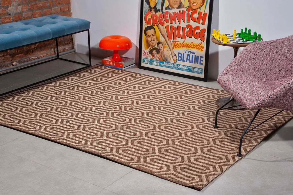 Tapete de Sala Wave Marrom com Bege 150x200 cm - 2