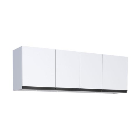 Armário Aéreo de Cozinha em Aço 180cm 3 Portas Gaia Branco