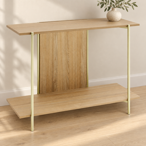 Aparador Sólis - Largura: 100 cm - Cor: Álamo - Metal: Dourado