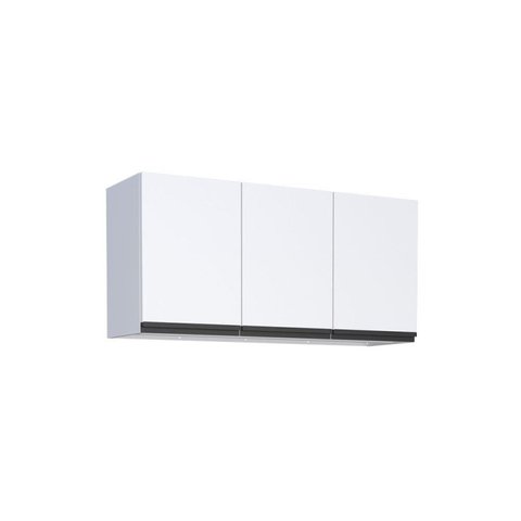 Armário Aéreo de Cozinha em Aço 120cm 3 Portas Gaia Branco