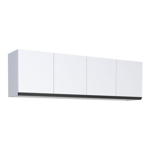 Armário Aéreo de Cozinha em Aço 200cm 3 Portas Gaia Branco