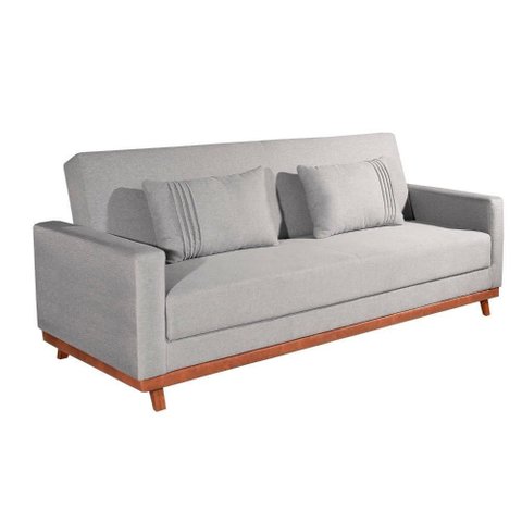 Sofá Cama Yara 3 Lugares Retrátil e Reclinável 205cm Cinza Linho Bom Pastor