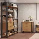 Ver imagem 1 de Kit Closet Organizador de Roupas + Cômoda 3 Gavetas 100% Mdf: Preto Fosco com Freijó