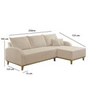 Ver imagem 3 de Sofá com Chaise Albano Fixo Lado Direito 250cm Creme Boucle
