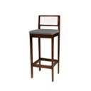 Ver imagem 4 de Kit 4 Banquetas Madeira Imbuia com Linho Chumbo Cozinha Encosto Palha Rattan