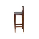 Ver imagem 6 de Kit 4 Banquetas Madeira Imbuia com Linho Chumbo Cozinha Encosto Palha Rattan