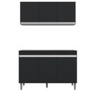 Ver imagem 1 de Aéreo 3 Portas Tiffany + Gabinete Balcão Bia 3 Portas para Cozinha Preto - Bela Móveis