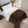 Coberdrom Sherpa e Flannel Everest Queen Manta Alta 150g 01 Peça - Marrom - 2