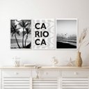Ver imagem 1 de Kit 3 Quadros Rio de Janeiro Carioca Praia Preto e Branco 45x34cm:madeira Branca