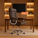 Ver imagem 1 de Cadeira Escritório Couro Presidente Molas Ensacadas Nr17 Califórnia Fratini Marrom