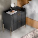 Ver imagem 3 de Mesa de Cabeceira Vênus 60cm Móvel 100% em Mdf Praticidade Ao Lado da Cama com 2 Gavetas