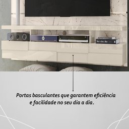 Painel Bancada Suspensa com Led Tvs até 60 Polegadas Lana 1.8 - Calacata/off White - 4