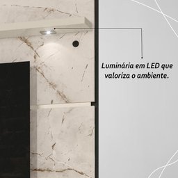 Painel Bancada Suspensa com Led Tvs até 60 Polegadas Lana 1.8 - Calacata/off White - 3