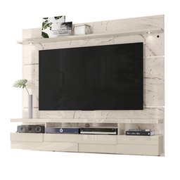 Painel Bancada Suspensa com Led Tvs até 60 Polegadas Lana 1.8 - Calacata/off White - 6
