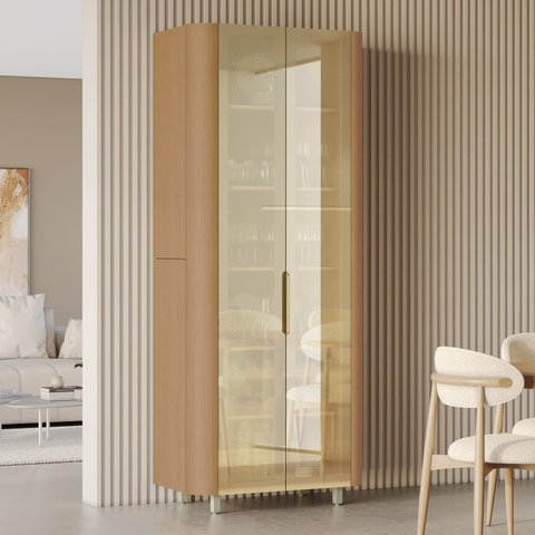 Cristaleira 2 Portas Vidro Reflecta Infinito 93cm 100% MDF Canto Curvo