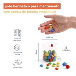KIT POTES DE MANTIMENTO EMPILHÁVEL RED 200ML - 4PÇS - 2