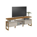 Ver imagem 1 de Rack Bancada P/ Tv até 70 Pol Esmeralda C/ 2 Portas e 3 Nichos 180cm Nature/off White - Linea
