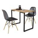 Ver imagem 3 de Conjunto Mesa de Cozinha Prattica Industrial 90cm e 2 Cadeiras Eames F02 Nature/preto - Mpozenato