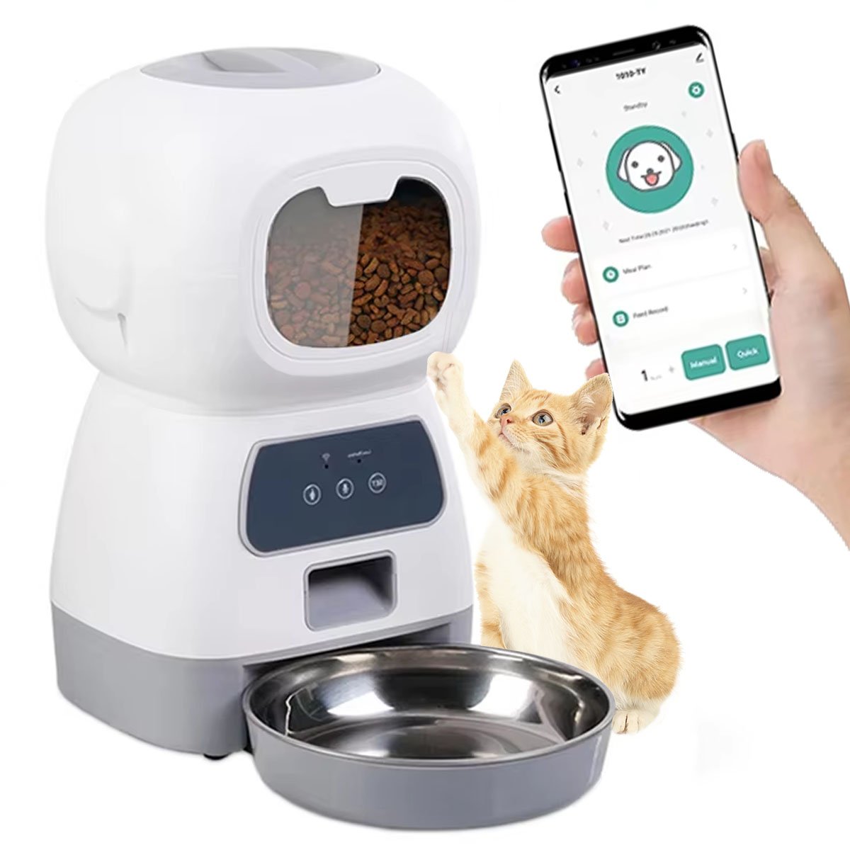 Alimentador Comedouro Wifi Automatico Smart Gato Pet Cachorro Cao Raçao Comida Programavel Wi-fi Pet