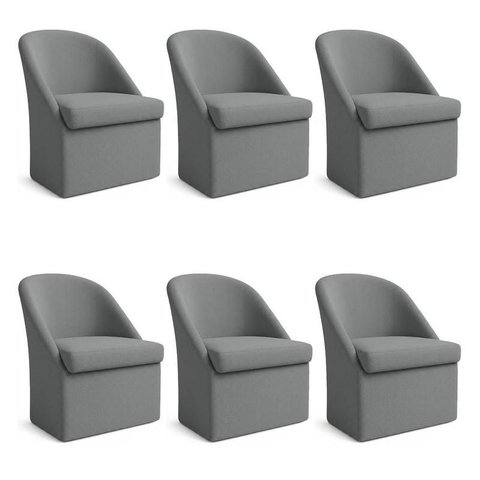 Kit 6 Poltronas Decorativas Malli Boucle - Pallazio Cor:Grafite