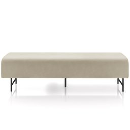 Puff Recamier Decorativo com Pés Industrial 140cm Novara P05 Veludo Bege - Lyam Decor Norava - 3