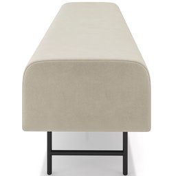 Puff Recamier Decorativo com Pés Industrial 140cm Novara P05 Veludo Bege - Lyam Decor Norava - 7