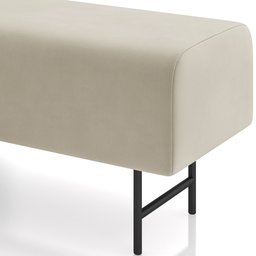 Puff Recamier Decorativo com Pés Industrial 140cm Novara P05 Veludo Bege - Lyam Decor Norava - 6