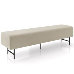 Puff Recamier Decorativo com Pés Industrial 140cm Novara P05 Veludo Bege - Lyam Decor Norava - 1