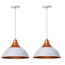 Ver imagem 1 de Kit 2 Lustre Pendente Panamá Branco Topo Cobre Alumínio Decoração