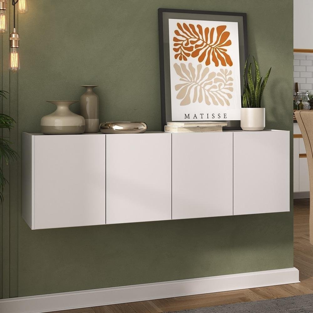 Aparador Buffet Suspenso 4 Portas Multimóveis Mp8002 Branco