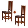 Kit com 2 Cadeiras de Jantar Estofadas Madeira Maciça Castanho Diamante Repleta - 2