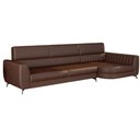 Ver imagem 1 de Sófa Living com Chaise Aurora 3 Lugares Pés em Aço Corino Marrom
