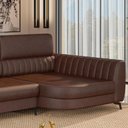 Ver imagem 5 de Sófa Living com Chaise Aurora 3 Lugares Pés em Aço Corino Marrom