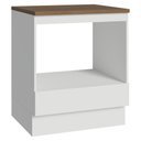 Ver imagem 2 de Balcão para Forno/Micro-Ondas 70 x 60 cm 1 Gaveta Branco Tampo Rustic Madesa