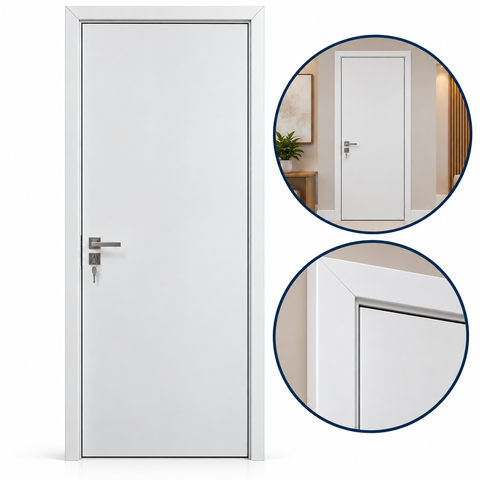 Kit Porta Madeira Premium 70x210cm Interna Branca Lado Esquerdo