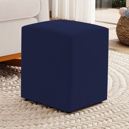 Puff Decorativo Sala de Estar Quadrado 36x47cm Suede Azul Marinho - Desk Design - 2