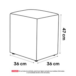 Puff Decorativo Sala de Estar Quadrado 36x47cm Suede Azul Marinho - Desk Design - 3