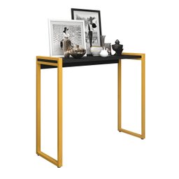 Aparador Industrial Hall de Entrada Ísis Pés em Aço Decorativo Sala Mesa - Dourado/preto - 2