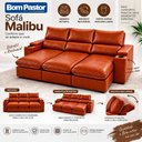 Ver imagem 2 de Sofá 3 Lugares 2,30m Retrátil e Reclinável Malibu Bom Pastor Terra Cota Veludo PU