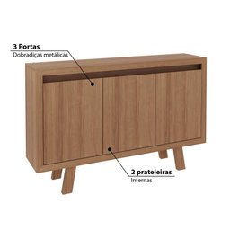 Balcão de Escritório 3 Portas Tecno Mobili - Amêndoa - 3