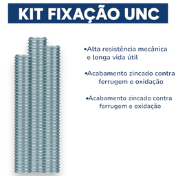 Kit 3 Barra Roscada Zincada de 1 Metro Unc Stein - 1/2 1/2 - 3