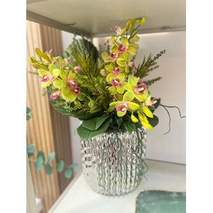 Vaso Prata com Orquídeas