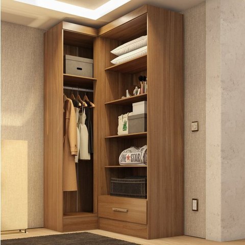 Closet Modulado de Canto 2 Peças 1 Gaveta Smart Plus Marrom/Cinamomo