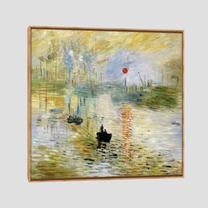 Quadro Claude Monet Nascer Do Sol Tela Moldura Bege 60X60Cm