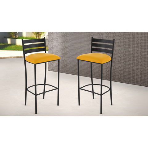 Kit 2 Banquetas com Encosto de 75cm:amarelo/preto