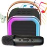 Caixa de Som Karaoke Portatil Microfone Led Luz Bateria Recarregavel Usb Efeito de Voz Diversao Aniv - 1