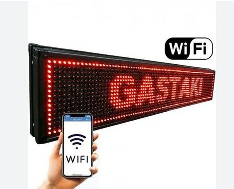 Painel Led Vermelho Letreiro Luminoso Digital 130x20 Alto Brilho Wi-fi - 2