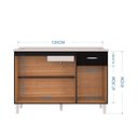 Ver imagem 3 de Balcão de Cozinha para Pia Sem Tampo 3 Portas 1 Gaveta 120cm Chic