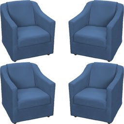 Kit 4 Poltronas Decorativas para Sala de Espera Recepção Escritório Consultório Suede - 1