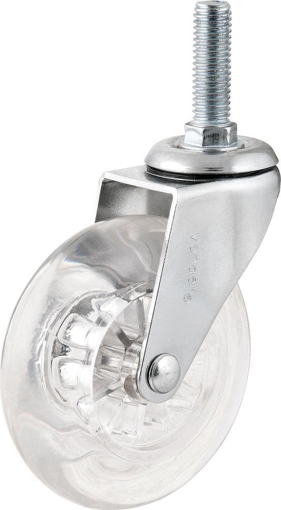 Rodizio Giratório 1.3/8 Leve 20kg Poliuretano Transparente